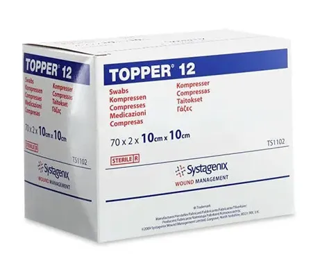 Topper 12 Vliesstoffkompressen 10x10cm steril P.à 70x2