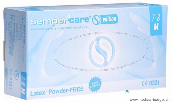 Sempercare Edition U-Handschuhe Gr.M (7-8) Latex P.à 100 unsteril puderfrei weiss