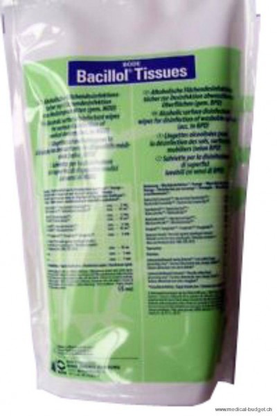 Bacillol Tissues Sachet recharge à 100 Lingettes pour la désinfection des surfaces (Prix Taxe-COV incl.)