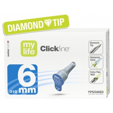mylife Clickfine Aiguille 31G 0,25x6mm bleu, pour stylos injecteurs, p.à 100
