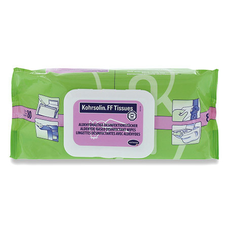Kohrsolin FF Tissues Lingettes pr la désinfection des surfaces, Flowpack à 80 serviettes