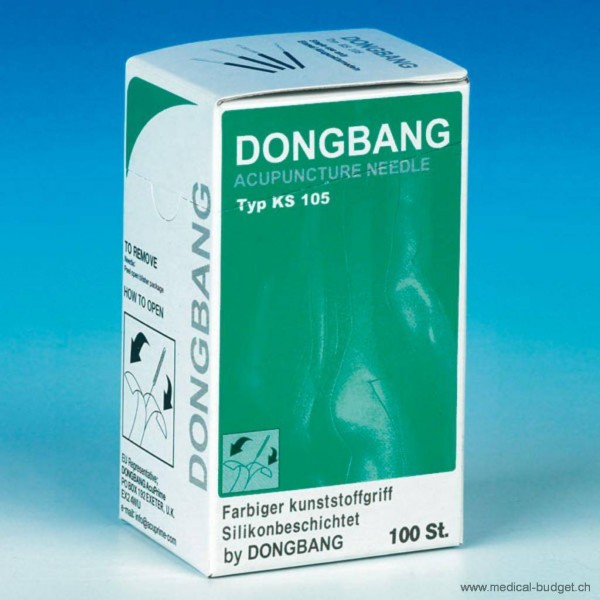 Dongbang Aiguille acupunct usage unique 0,30x30mm stérile, manche en acier inox siliconisé, sans tube, p.à 100