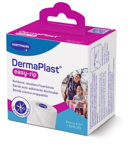 DermaPlast easy-rip Fixierbinde 4cmx4m kohäsiv reissbar weiss P.à 1