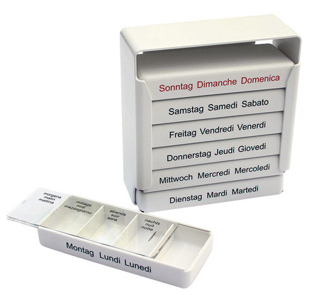 Medi 7 Medikamentendosierer für 7 Tage weiss Dreisprachig (D/F/I)