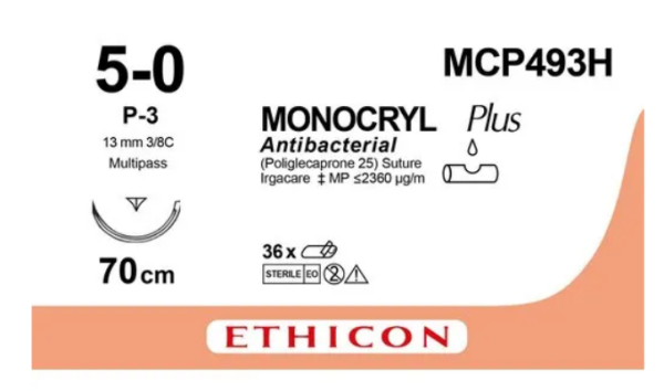 Monocryl Plus ungefärbt P-3 Multipass 5-0 70cm P.à 3 Dtz.