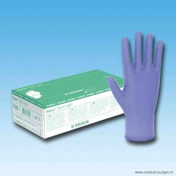Vasco Nitril light gants d'examen violet, non stérile, non poudré, taille S, paquet de 100
