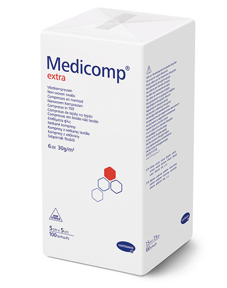 Medicomp Extra compresses en non-tissé 5x5cm 6 plis non stérile p.à 100