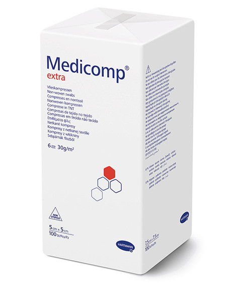 Medicomp Extra Vlies Kompressen 5x5cm 6-fach unsteril P.à 100