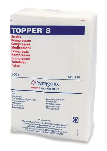 Topper 8 Vliessstoffkompresse steril 7.5x7.5cm P.à 100