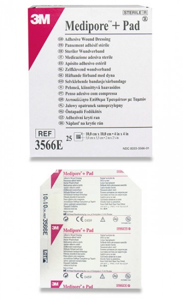 3M Medipore + Pad Pansement adhésif 10x25cm avec compresse 5x20,5cm stérile p.à 25