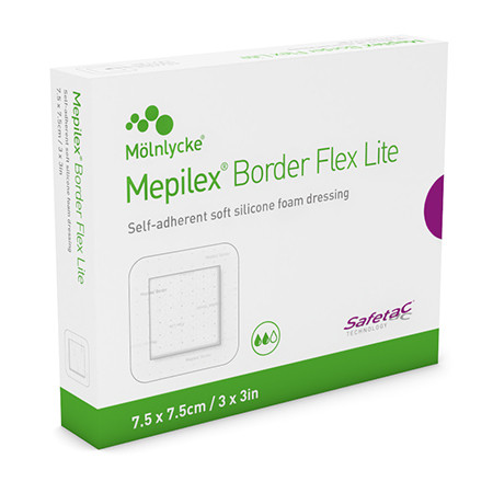 Mepilex pansement Border Flex Lite 7,5x7,5cm Coussinets 4,5x4,5cm stériles en emballage individuel P.à 5