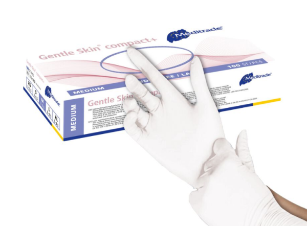Gentle Skin Compact+ Latex U-Handschuhe Gr.M puderfrei unsteril weiss P.à 100