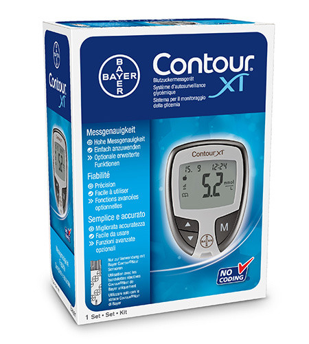Ascensia Contour XT Blutzuckermessgerät Starterkit (mmol/l) nur mit "Contour-Next" Sensoren verwenden