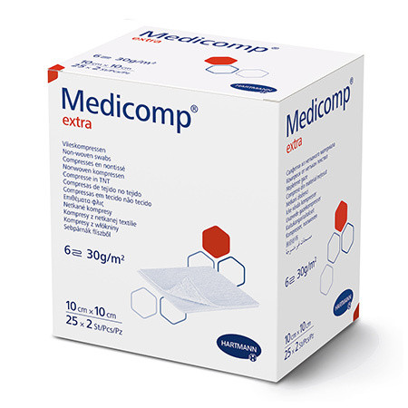 Medicomp Extra Vlies Kompresse 10x10cm 6-fach steril P.à 25x2