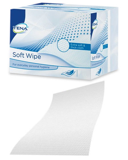 Tena Soft Wipes 30x32cm Lingettes douces, épaisses pr soins d'hygiène corporelle/intime p.à 135