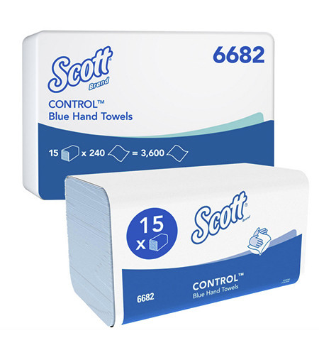 Scott Control essuie-mains pliés bleu Interfold Airflex 1 pli 20x31,8cm p.à 3600
