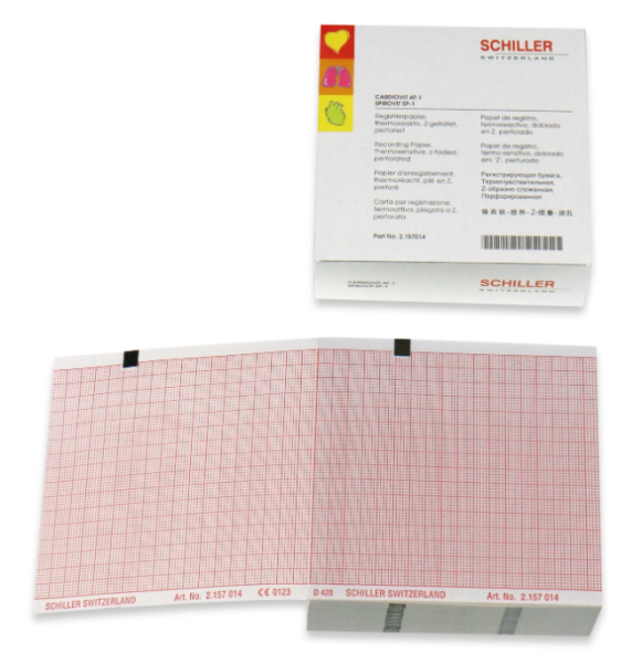 EKG-Faltpapier 90x90mm zu Schiller AT-1/Spirovit SP-1 288 Blatt P.à 1