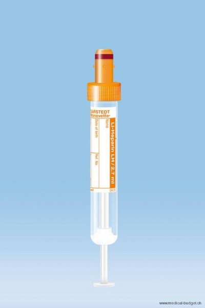 S-Monovettes orange Li-hép. plasma 2,7ml tube stérile avec étiquette p.à 50