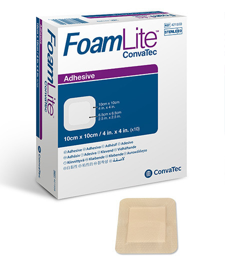 FoamLite ConvaTec Schaumverband 10x10cm Wundkissen 6.5x6.5cm Adhesive P.à 10