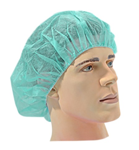 Barrier Bonnet-OP "Coiffe Annie" vert Gr.L avec élastique (55cm), p.à 150 pces