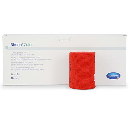 Rhena Color rouge 4cmx5m Bande à extension moyenne p.à 10 rlx en vrac