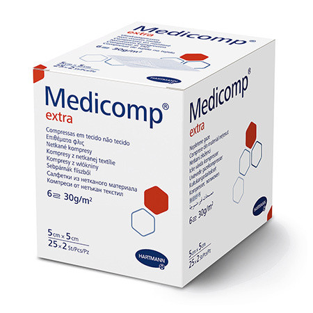 Medicomp Extra Vlies Kompresse 5x5cm 6-fach steril P.à 25x2