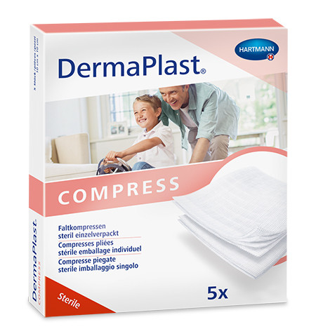 DermaPlast Faltkompressen 5x5cm 8-fach steril P.à 5 Btl.à 2