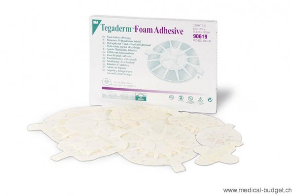 3M Tegaderm Foam Adhesive Pansement transparent 6,9x7,6cm ovale, compresse mousse PU 3,1x3,8cm p.à 10