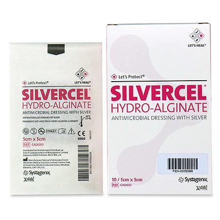 Silvercel Pansement antimicrobien 5x5cm à l'alginate avec argent, p.à 10