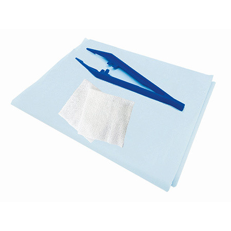 Raucoset Pincette anatomique bleu à usage unique incl. 2x tampons en non-tissé 5x5cm stérile