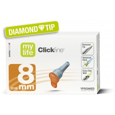 mylife Clickfine Aiguille 31G 0,25x8mm orange, pour stylos injecteurs, p.à 100