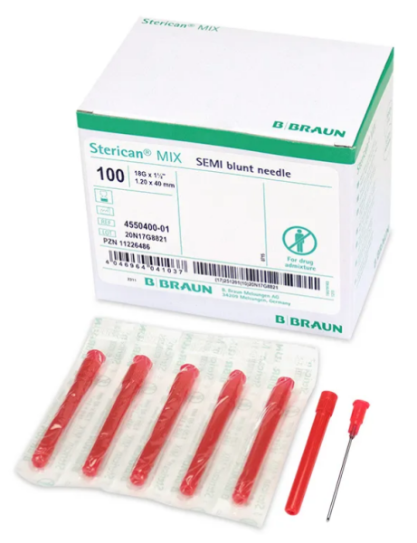 Sterican Mix Aufziehkanüle halbstumpf 18G 1.2x40mm rot P.à 100