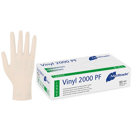 Meditrade U-Handschuhe Vinyl 2000 PF Gr.XL P.à 100 unsteril puderfrei weiss