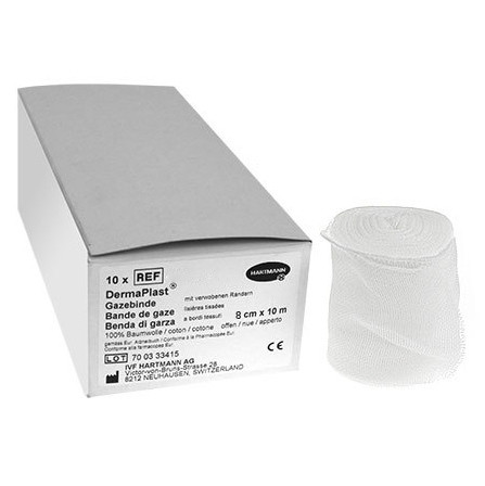 DermaPlast Gazebinden festkantig 8cmx10m offen P.à 10