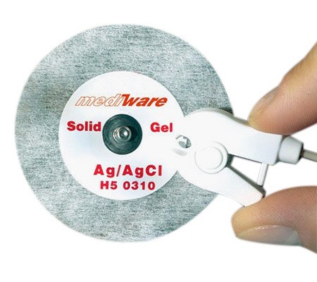 Mediware Electrode-ECG textile ronde 55mm avec bouton pression et Solid-Gel, pour monitoring et peaux sensibles, paquet de 30