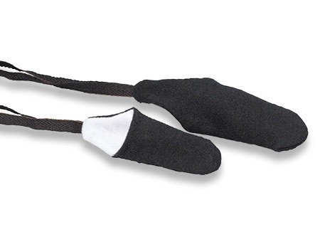 Doigtier en tricot noir avec lacets Gr.4 Poucier larg. 4-5,5cm, long. 7,5-12,5cm