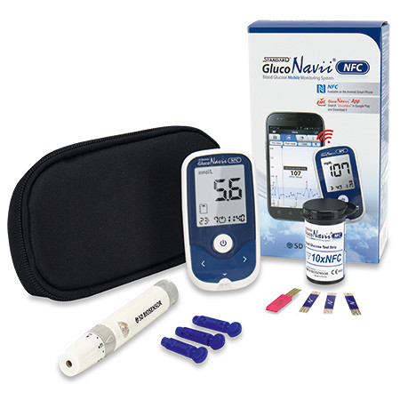 STANDARD GlucoNavii NFC Blutzuckerset (mmol/l) inkl. Stechhilfe, 10 Lanzetten und 10 Teststreifen