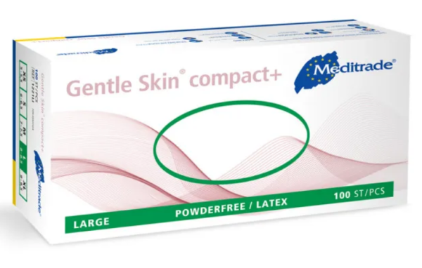 Gentle Skin Compact+ Latex U-Handschuhe Gr.L puderfrei unsteril weiss P.à 100