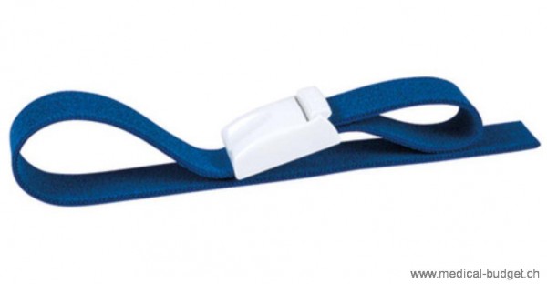 KaWe Garrot easy-clic avec clip en plastique blanc et bande élastique bleu (long. env. 50cm)