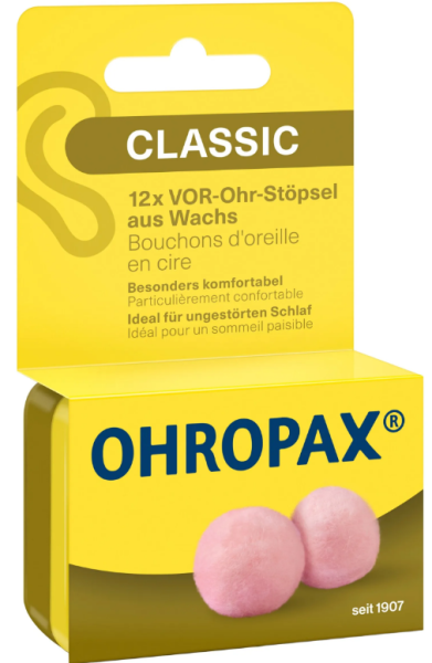 Ohropax Classic Boules en cire malléable chair protection contre le bruit p.à 12