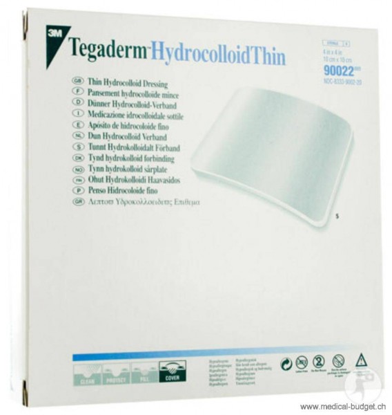 Tegaderm Hydrocolloïde Thin 10x10cm carré sans bord adhésif, p.à 5 pces