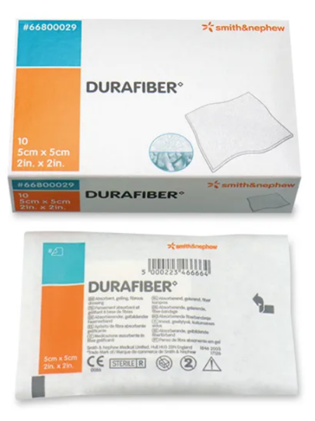 Durafiber Pansement 5x5cm très absorbant en fibres et composants formant un gel stérile p.à 10