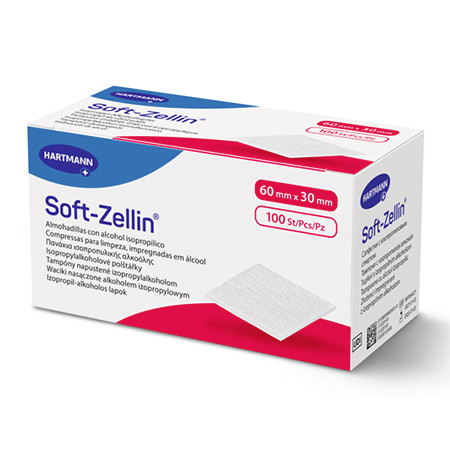Soft-Zellin Tampons en non-tissé 60x30mm imprégnés d'isopropyl-alcool 70% p.à 100