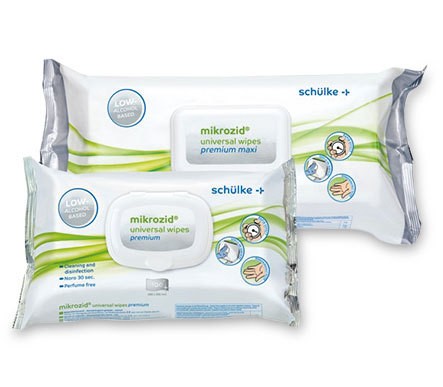 Mikrozid universal Wipes premium Lingettes 20x20cm pr. la désinfection rapide des surfaces, à faible teneur d'alcool, p.à 1 Softpack à 100 pces (prix Taxe-COV incl.)