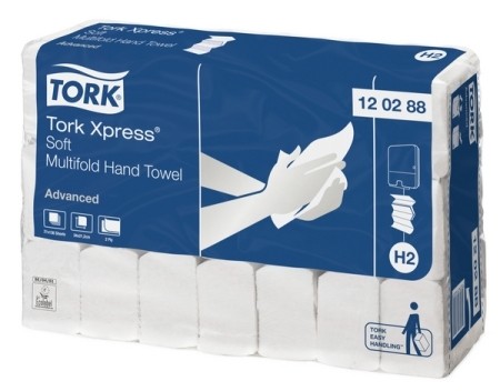 Tork Advances Essuie-mains blanc, 2 couches pliage interfold 21x34cm, p.à 2856