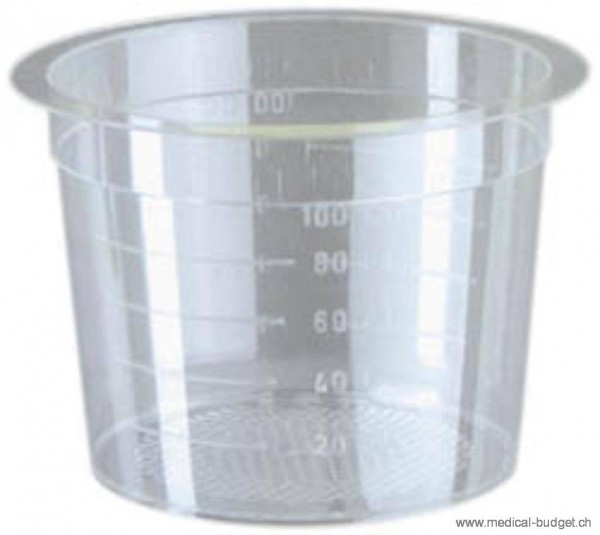 Gobelets à urine Urilab (Ratiolab) 100ml gradués avec couvercle autocollant, p.à 50 pces