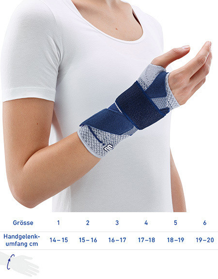 ManuTrain Handgelenkbandage Gr.2 15-16cm rechts titan