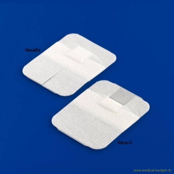 Veca-C Pansement stérile en non-tissé blanc pour la fixation des cathéters iv. 6x7,5cm, p.à 50 pces (avec fenêtre transparente)