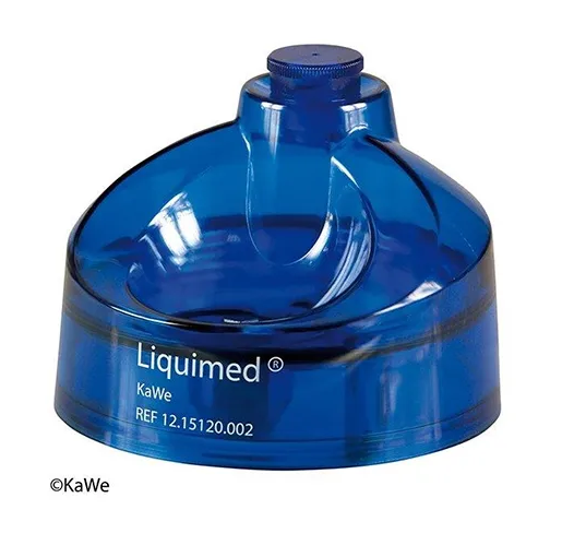 KaWe Liquimed Humidificateur de tampons 100ml en plastique bleu transparent, diam env. 10cm haut 7,5cm