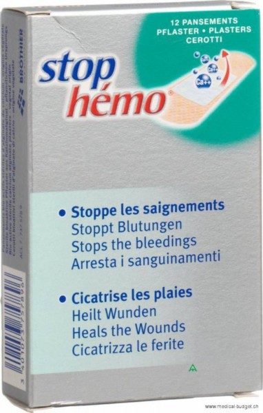 Stop Hémo Brothier Pansement hémostatique avec compresse d'alginate de calcium, p.à 12 Strips (2 tailles)